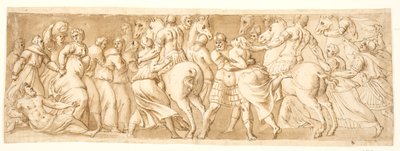 The Rape of the Sabine Women, left half by after Polidoro da Caravaggio