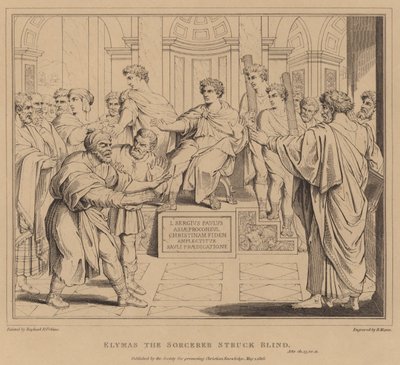 Elymas the Sorcerer struck blind, Acts by after Raphael