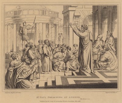 St Paul preaching at Athens, Acts by after Raphael