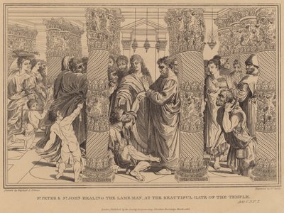 St Peter and St John healing the Lame Man, at the Beautiful Gate of the Temple, Acts by after Raphael