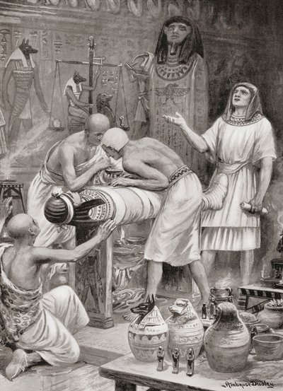 Embalming a body in ancient Egypt, from Hutchinson