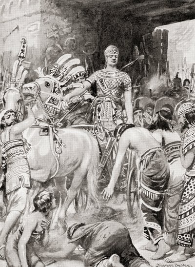 Psamtik I of Egypt entering the city Azotus or Ashdod, from Hutchinson