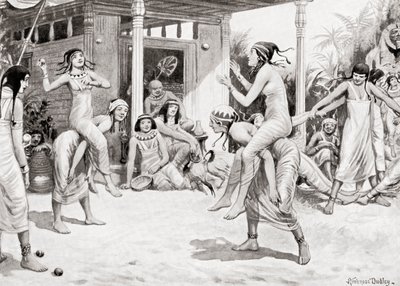 Young girls playing ball in the form of a dance in ancient Egypt, from Hutchinson