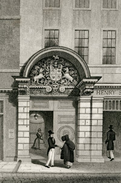 Barber Surgeons Hall, Monkwell Street, 1830 by Thomas Hosmer after Shepherd