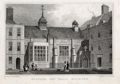 Staples Inn Hall Holborn, 1830 by Thomas Hosmer after Shepherd