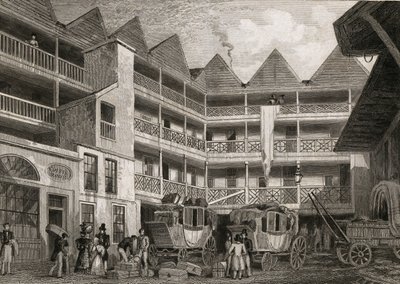 The Old Bull and Mouth Inn, St Martins-le-Grand by Thomas Hosmer after Shepherd