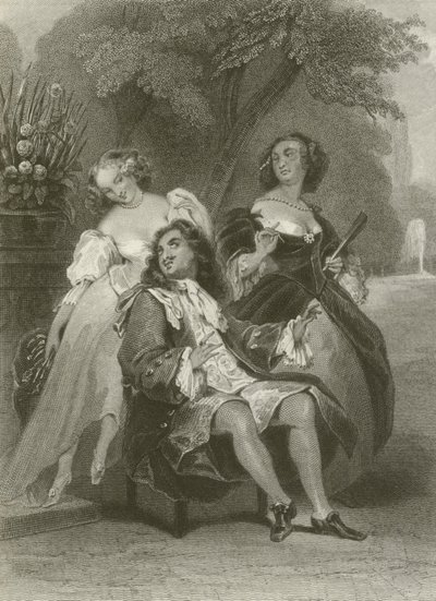 The Man Between Two Ages and His Two Mistresses by after Tony Johannot