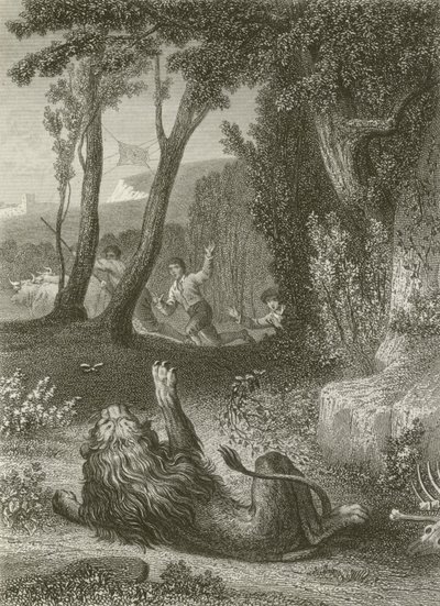The Lion and the Gnat by after Tony Johannot