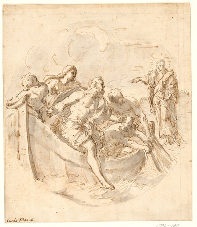 Tondo with Christ Bidding Peter to Walk on the Water by after Ubekendt
