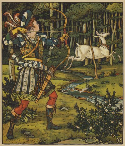 Prince Guerrier Pursues the Hind in the Wood by after Walter Crane