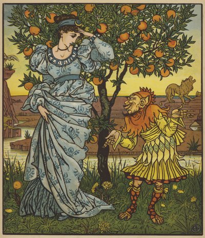 The Yellow Dwarf Rescues the Princess from the Lions by after Walter Crane