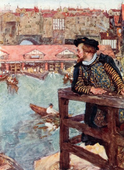 Shakespeare Gazes at the Water-Mills Below London Bridge by after William Hatherell