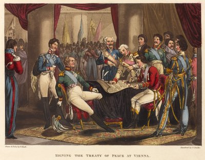Signing the Treaty of Peace at Vienna, 1818 by after William Heath