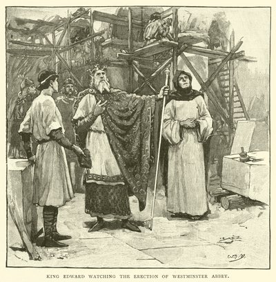 King Edward Watching the Erection of Westminster Abbey by after William Henry Margetson