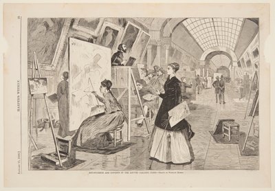Art - Students and Copyists in the Louvre Gallery, Paris by after Winslow Homer
