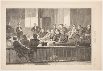 Jurors Listening to Counsel, Supreme Court, New City Hall, New York by after Winslow Homer