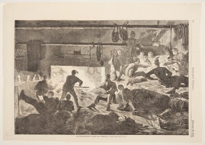 Winter-Quarters in Camp – The Inside of a Hut by after Winslow Homer