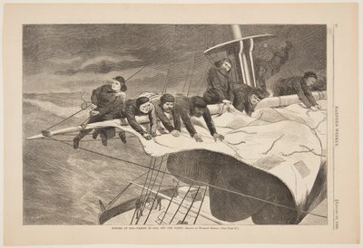 Winter at Sea – Taking in Sail off the Coast by after Winslow Homer