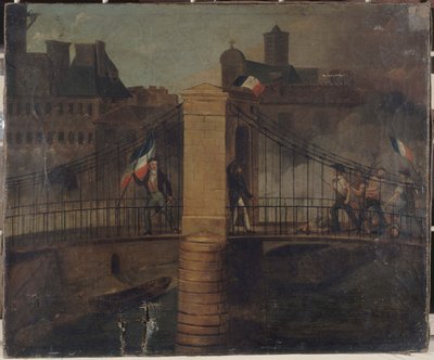 Battle of the Bridge of Arcole in Paris, July 28, 1830 by anonymous 