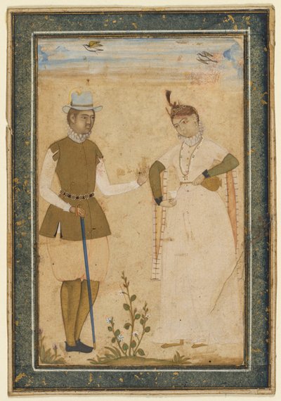 A European Couple by attributed to Ali Riza, the "Bodleian Painter"
