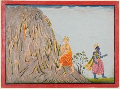 King Muchukunda Enters the Realm of Mount Gandhamadana to Attain Salvation, from the “Fifth Basohli Bhagavata Purana” by attributed to Fattu