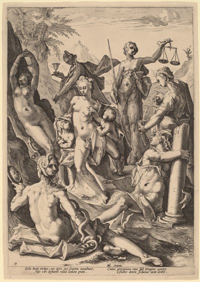 The Seven Virtues by attributed to Jacob Matham, after Hendrik Goltzius