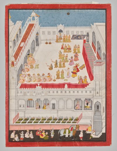 Maharana Jagat Singh Attending the Raslila by attributed to Jai Ram