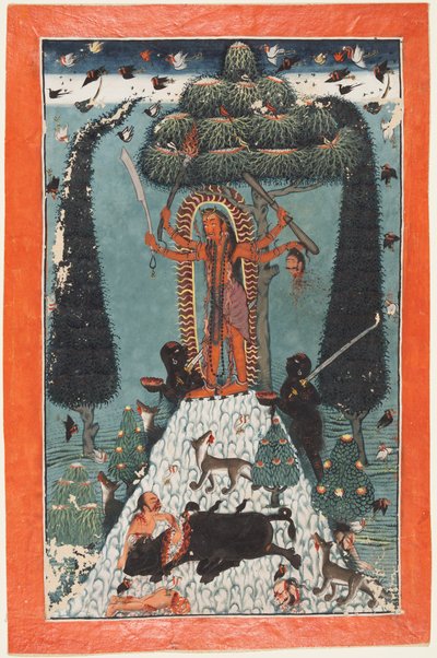The Goddess Kali Standing on a Mountaintop by attributed to Master of the court of Mandi