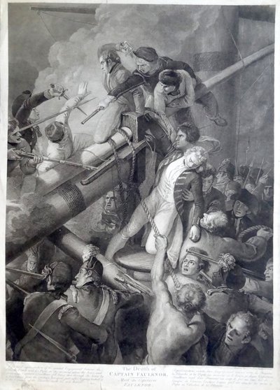 The Death of Captain Faulknor the Younger by burin de Blackberd daprès Stothard Eau forte