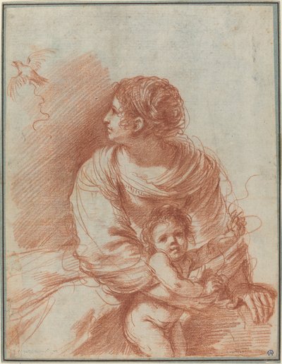 The Madonna and Child with an Escaped Goldfinch by called Guercino Giovanni Francesco Barbieri