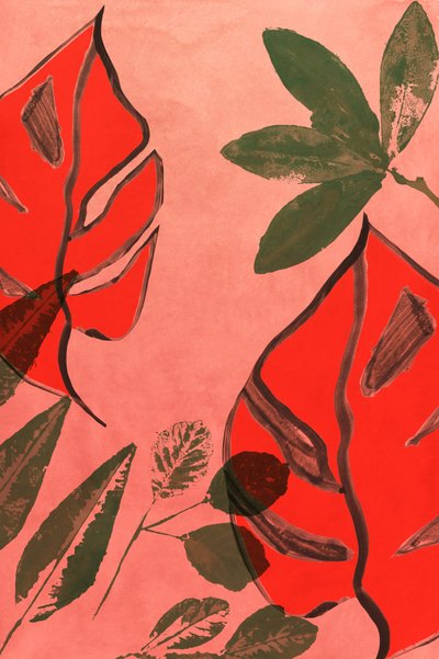 Coral Tropical Leaves by cartissi