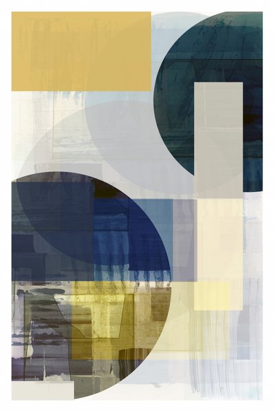 Geometric Blue Gold Abstract by cartissi