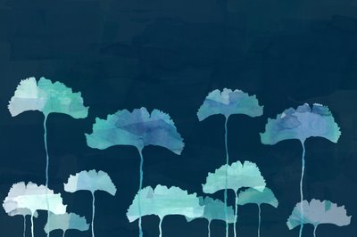 Watercolor Blue Ginkgo by cartissi