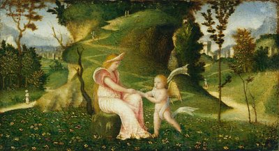 Venus and Cupid in a Landscape by circle of Giorgione