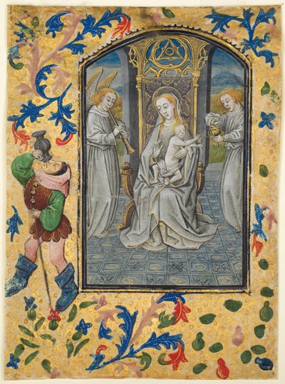 Leaf from a Book of Hours: Virgin and Child Enthroned by circle of Guillaume Vrelant
