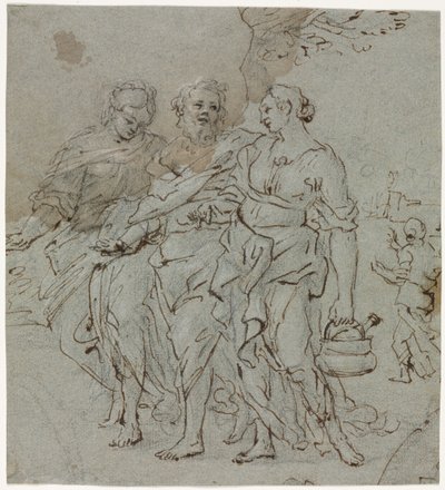 Lot and His Daughters (recto) by circle of Pietro da Cortona