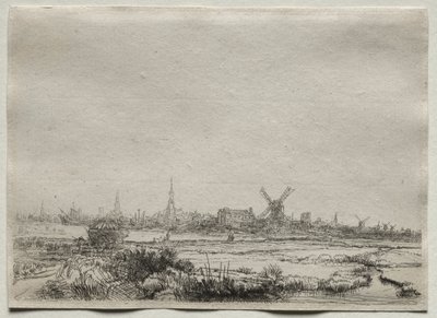 Copy of View of Amsterdam from the North West by copy after Rembrandt van Rijn
