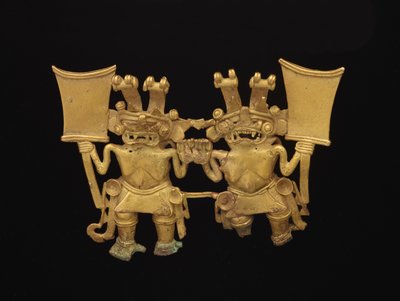 Pendant with two figures, c.700-1520 by culture Diquis