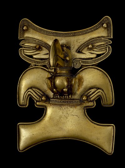 Pendant of a Shaman Transformed into a Toucan by culture Tairona