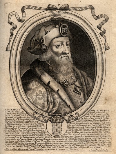 Portrait of Clotaire I (497 - 561), King of Neustria and King of the Franks - Clotaire I, King of the Franks - Engraving from 