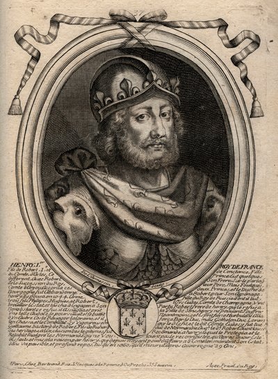 Dynasty of the Capetians: Portrait of Henry I (1009-1060), King of the Francs from 1031 to 1060 - Henry I (1009-1060) King of France - engraving from 