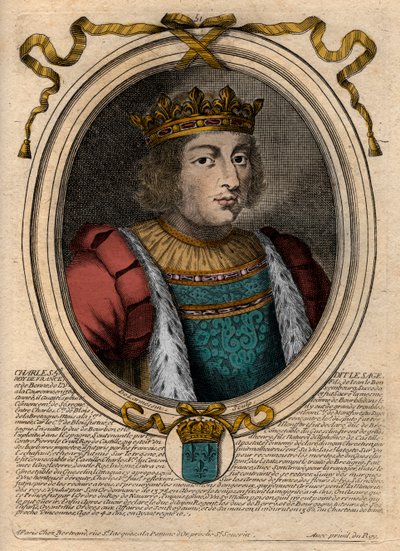 Portrait of Charles V the Wise, King of France - engraving from 