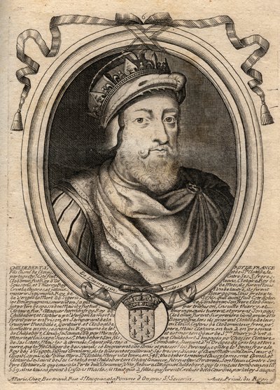 Portrait of Childebert I, King of the Francs - King Childebert I (497-558) - engraving from 