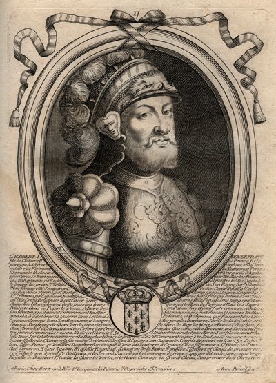Portrait of Dagobert, King of the Francs from 628 to 638 - Dagobert (605-39) King of the Franks - engraving from 