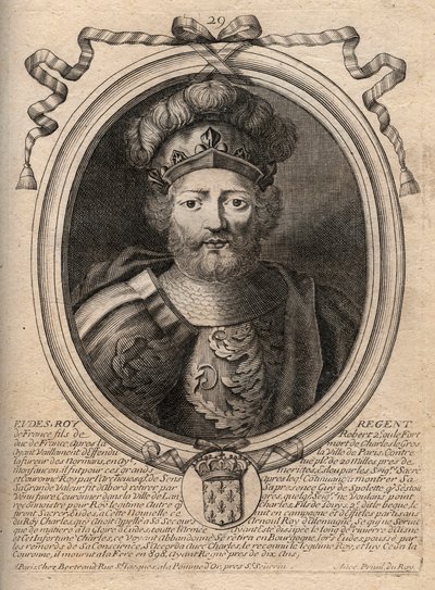 Portrait of Eudes (Odon) (v. 860 - 898), Count of Paris and Troyes, then King of France - EUDES count of Paris elected to French throne after the deposition of Charles the Emperor - engraving from 