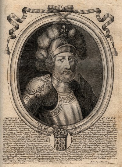 Portrait of Hugues I Capet (c.941-996), King of France - Engraving from 