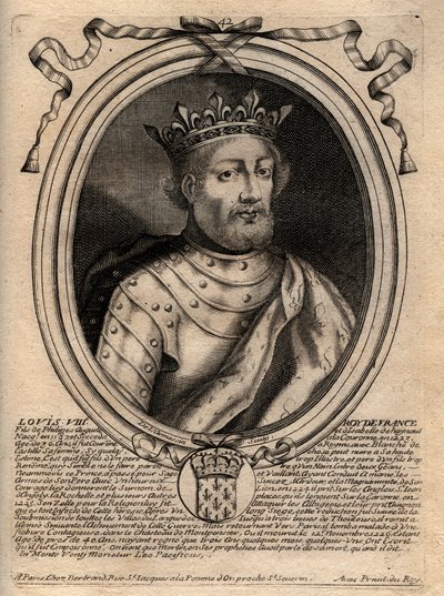 Portrait of Louis VIII (1187-1226) King of France - Engraving from 