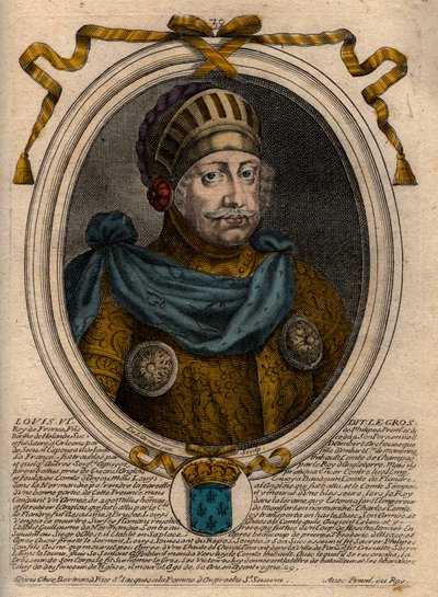 Portrait of Louis VI, called The Fat - engraving from 