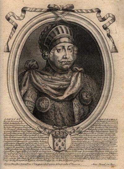 Portrait of Louis VI, called The Fat - engraving from 
