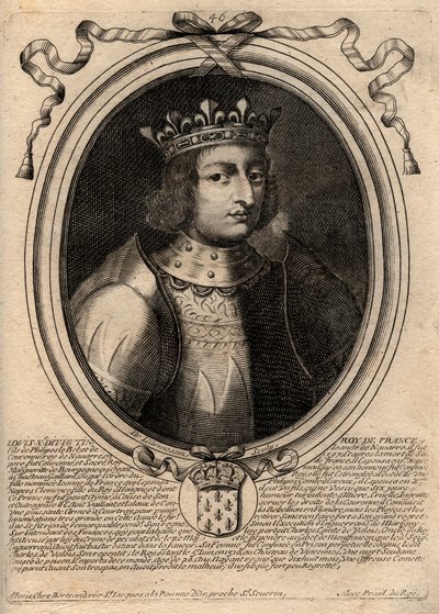Portrait of Louis X (1289-1316) the Stubborn, King of France and Navarre - Engraving from 